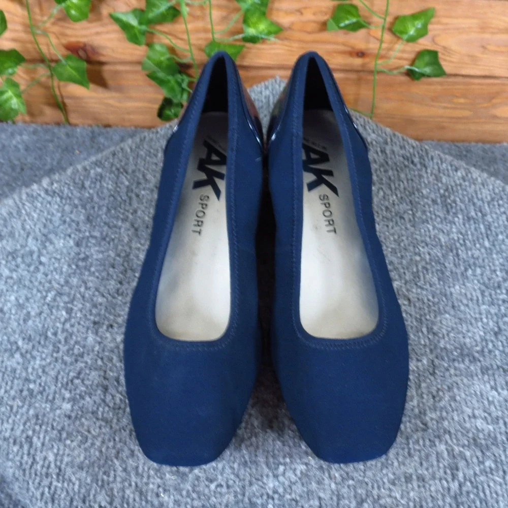 Anne Klein AK Wisher 2 Women Wedge Pump Size 9 Office Professional Navy Blue